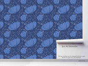 3D Hand Drawn Blue Floral Wall Mural Wallpaper LQH 15- Jess Art Decoration