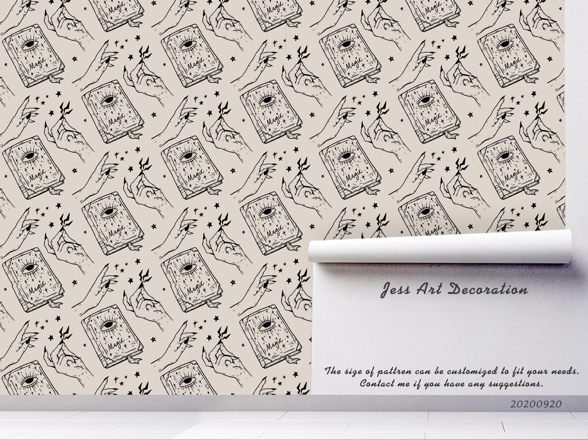 3D Hand Drawn Halloween Paterns Books  Mural Wallpaper WJ 1407- Jess Art Decoration