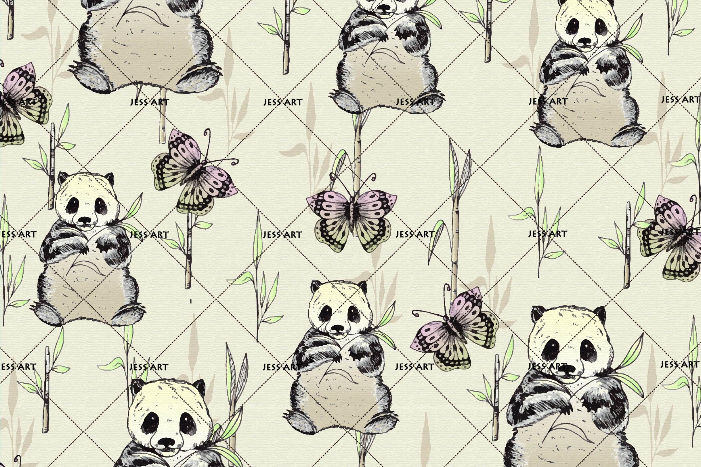 3D pandas butterfly wall mural wallpaper 06- Jess Art Decoration