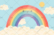 3D Cartoon Rainbow Blue Sky White Clouds Wall Mural Wallpaper A152 LQH- Jess Art Decoration