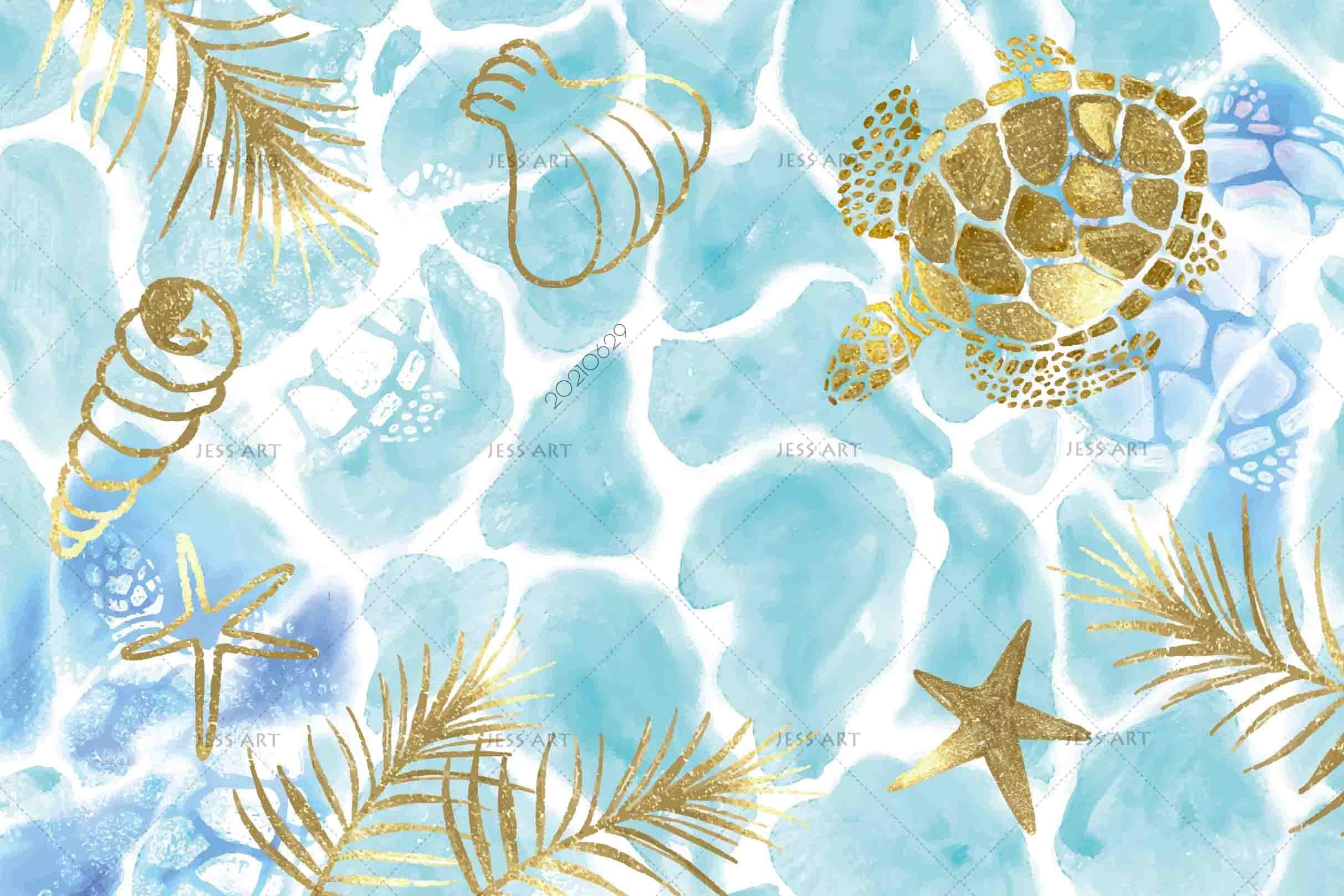 3D Watercolor Blue Ocean Turtle Wall Mural Wallpaper LQH 47- Jess Art Decoration