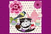 3D Vintage Bird Tea Cup Teapot Floral Cup Cake Wall Mural Wallpaper LXL 1588- Jess Art Decoration