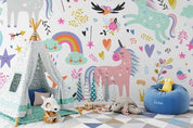 3D Color Cartoon Unicorn Wall Mural Wallpaper 13- Jess Art Decoration