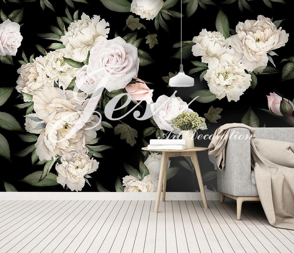3D Floral Flower Wallpaepr Mural   Removable Wallpaper Peel Stick Wall Mural,Wall Decal,Bedroom,Feature Wall,F1- Jess Art Decoration