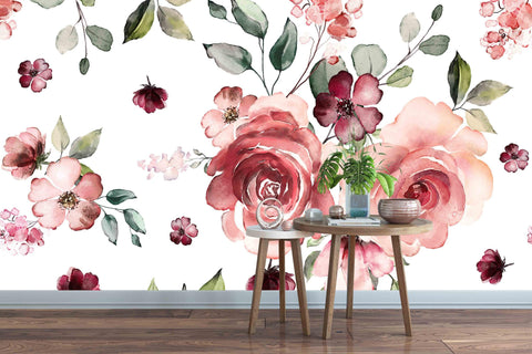 3D spring flowers and leave Removable Wallpaper,Peel & stick Wall Mural, Floral, Wall Art,Wall Decal,Wall Sticker,Jess Art 42- Jess Art Decoration