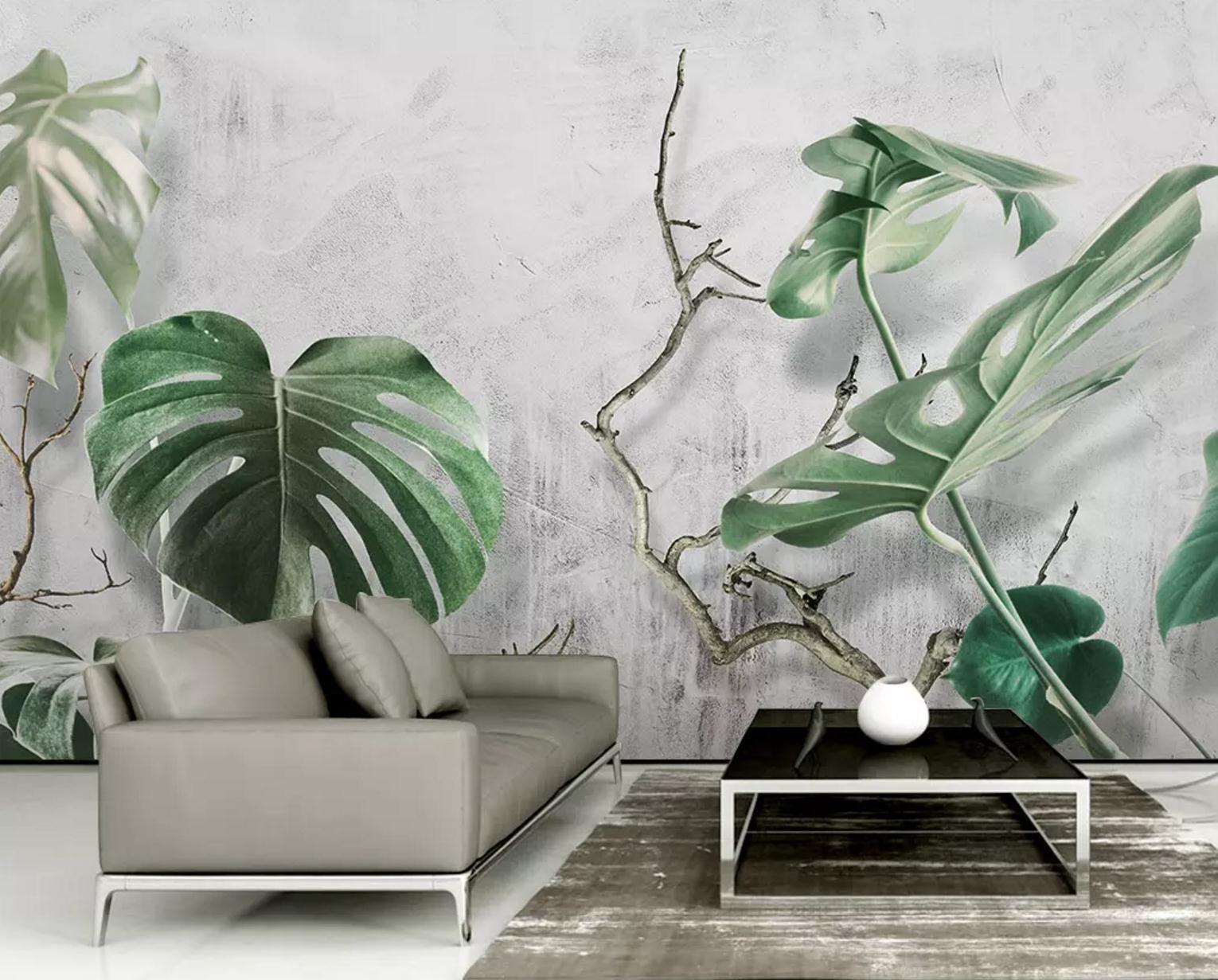 3D Tropical, Green, Banana leaf Wallpaper- Jess Art Decoration