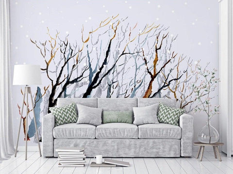 3D Abstract, Winter, Tree trunk Wallpaper- Jess Art Decoration