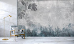 3D Concrete walls, Blue splashes of ink, Abstract leaf Wallpaper- Jess Art Decoration
