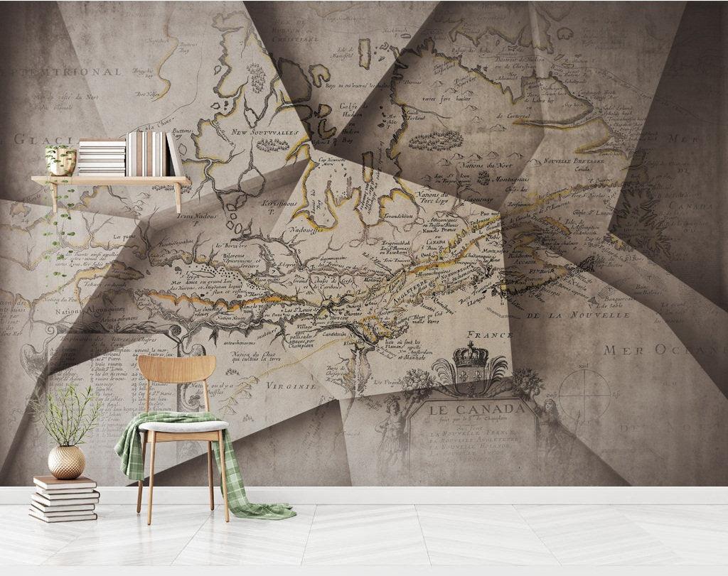 3D Vintage, Kraft, Origami, Maps Wallpaper- Jess Art Decoration