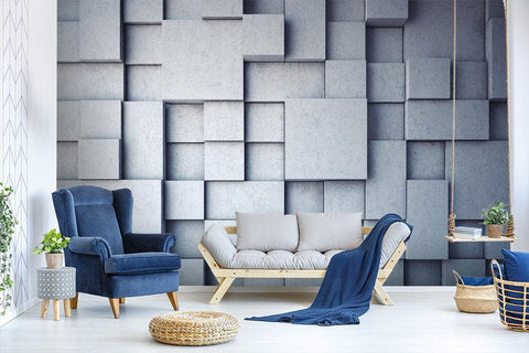 3D Abstract, Blue tone wall, Bumpy Wallpaper- Jess Art Decoration