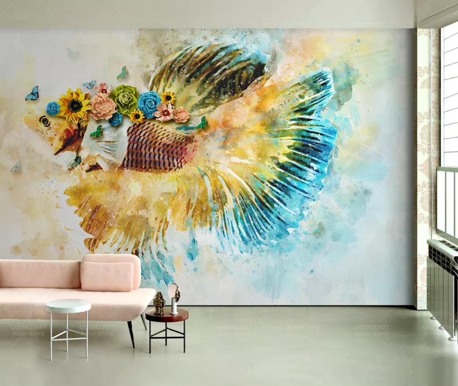 3D Dream, Like a flower, Goldfish Wallpaper- Jess Art Decoration