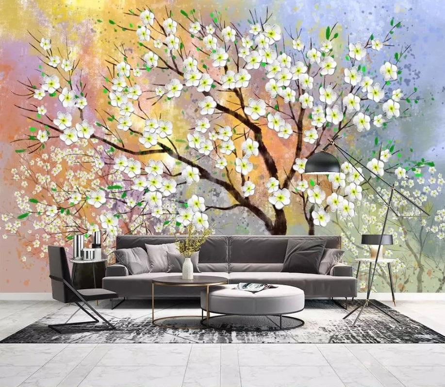 3D Color, Hand painted, Rich tree Wallpaper- Jess Art Decoration