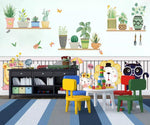 3D Kids, Hand-painted, Potted plant Wallpaper-Nursery- Jess Art Decoration