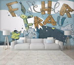 3D Kids, Cartoon fish, Letters Wallpaper-Nursery- Jess Art Decoration