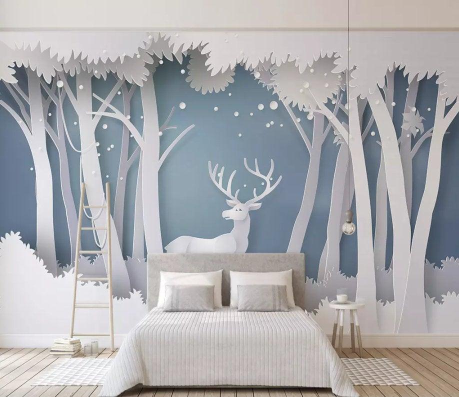 3D Modern, Simple, Forest elk Wallpaper- Jess Art Decoration