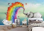 3D Kids,Watercolor, Rainbow,Elephant Wallpaper-Nursery- Jess Art Decoration