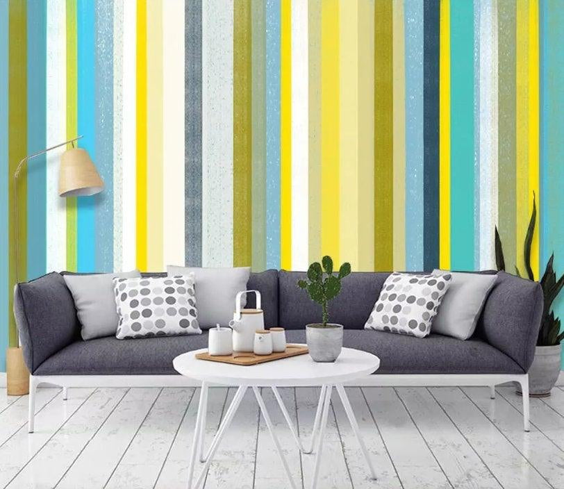 3D Abstract, Colorful, Striped Wallpaper- Jess Art Decoration
