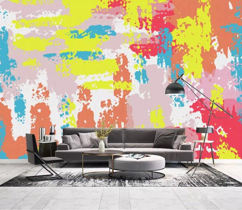 3D Vibrant, Abstract, Oil painting Wallpaper- Jess Art Decoration