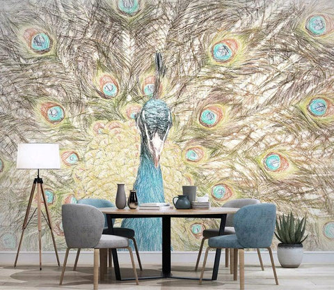 3D Peacock in his pride Wallpaper- Jess Art Decoration