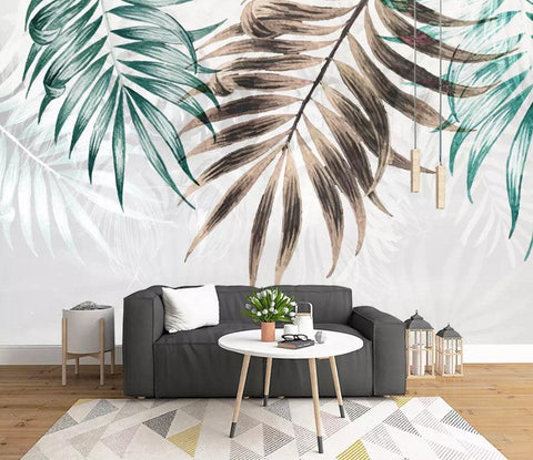 3D Minimalist, Tropical leaf Wallpaper- Jess Art Decoration
