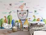 3D Kids, Cartoon, Cat, Forest Wallpaper-Nursery- Jess Art Decoration