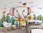 3D Kids, Cartoon, Elephant Wallpaper-Nursery- Jess Art Decoration