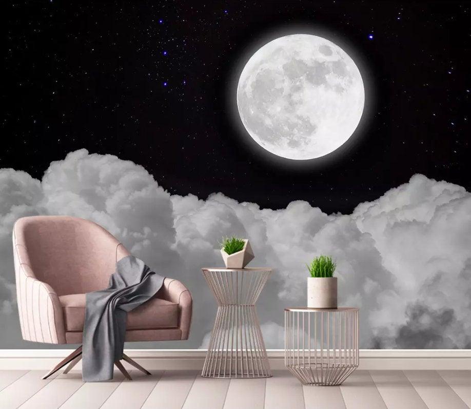 3D Night, Silent, Moonlight, Cloud Wallpaper- Jess Art Decoration