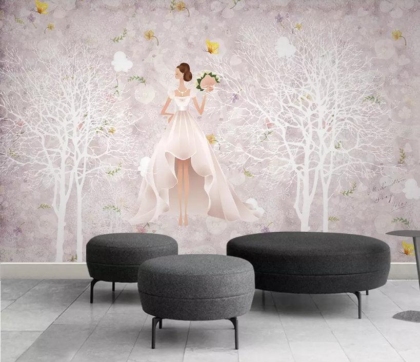 3D Romantic, Pink, Lovers Wallpaper- Jess Art Decoration