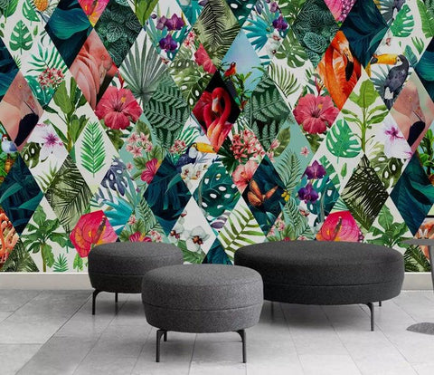 3D Decorative, Colorful, Tropical plant Wallpaper- Jess Art Decoration