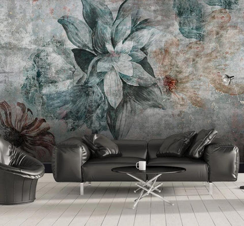 3D Old walls, Vintage, Flower Wallpaper- Jess Art Decoration