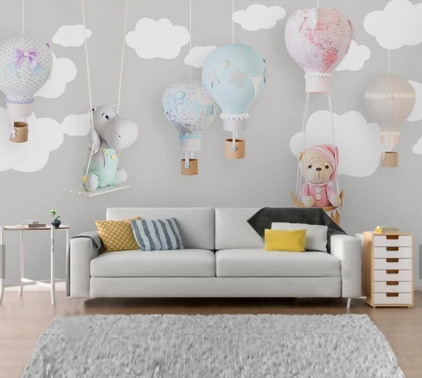 3D Kids, Cartoon, Animal, Balloon Wallpaper-Nursery- Jess Art Decoration