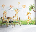 3D Kids, Watercolor, Jungle giraffe Wallpaper-Nursery- Jess Art Decoration