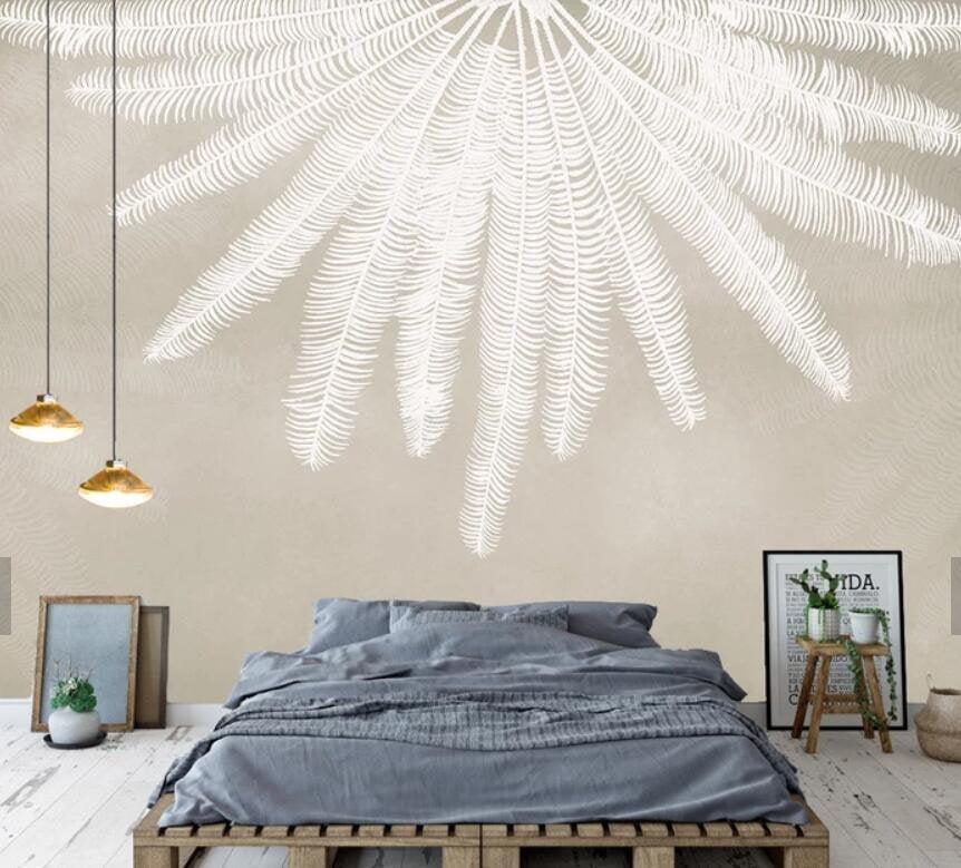 3D Modern, Simple, Fresh, Palm leaf Wallpaper- Jess Art Decoration