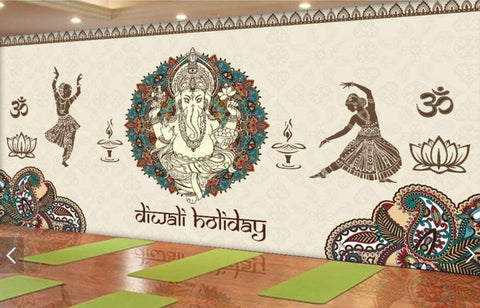 3D Indian style, Yoga Wallpaper- Jess Art Decoration