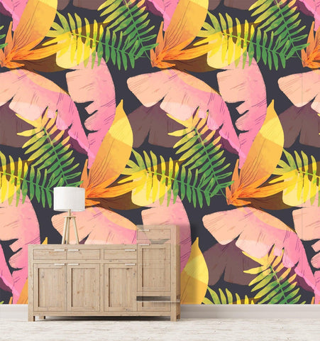 3D Cartoon, Vibrant, Warm - toned, Tropical plant Wallpaper- Jess Art Decoration