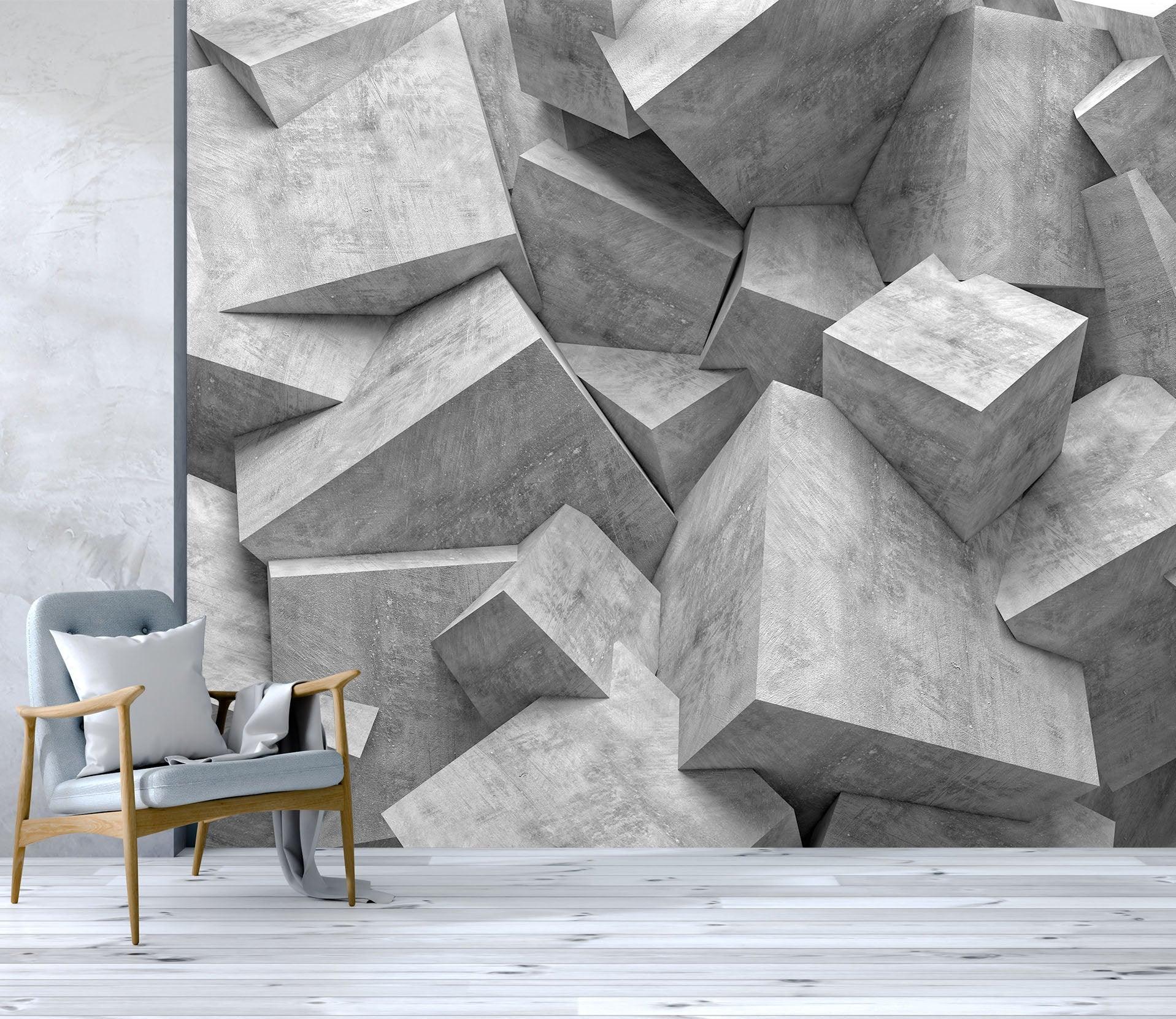 3D Grey-tones, stone Wallpaper- Jess Art Decoration
