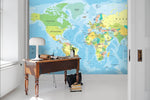 3D Details, Blue-tones, World map Wallpaper- Jess Art Decoration