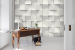 3D Bumpy, White square Wallpaper- Jess Art Decoration
