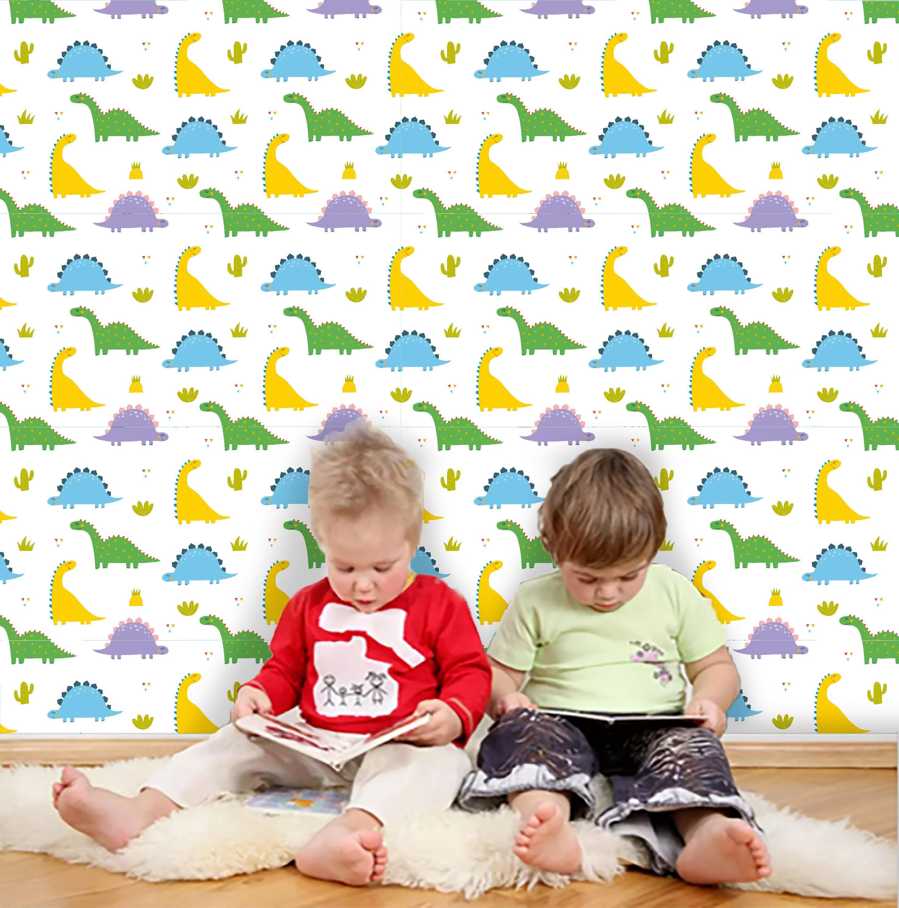 3D Kids, Cartoon Colorful, Dinosaur Wallpaper-Nursery- Jess Art Decoration