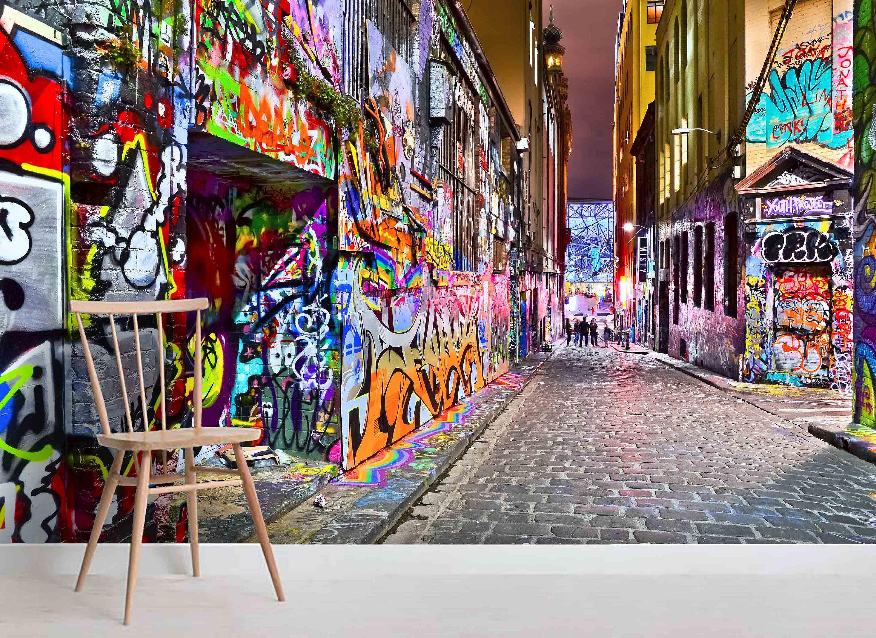 3D Melbourne City Graffiti Wallpaper- Jess Art Decoration
