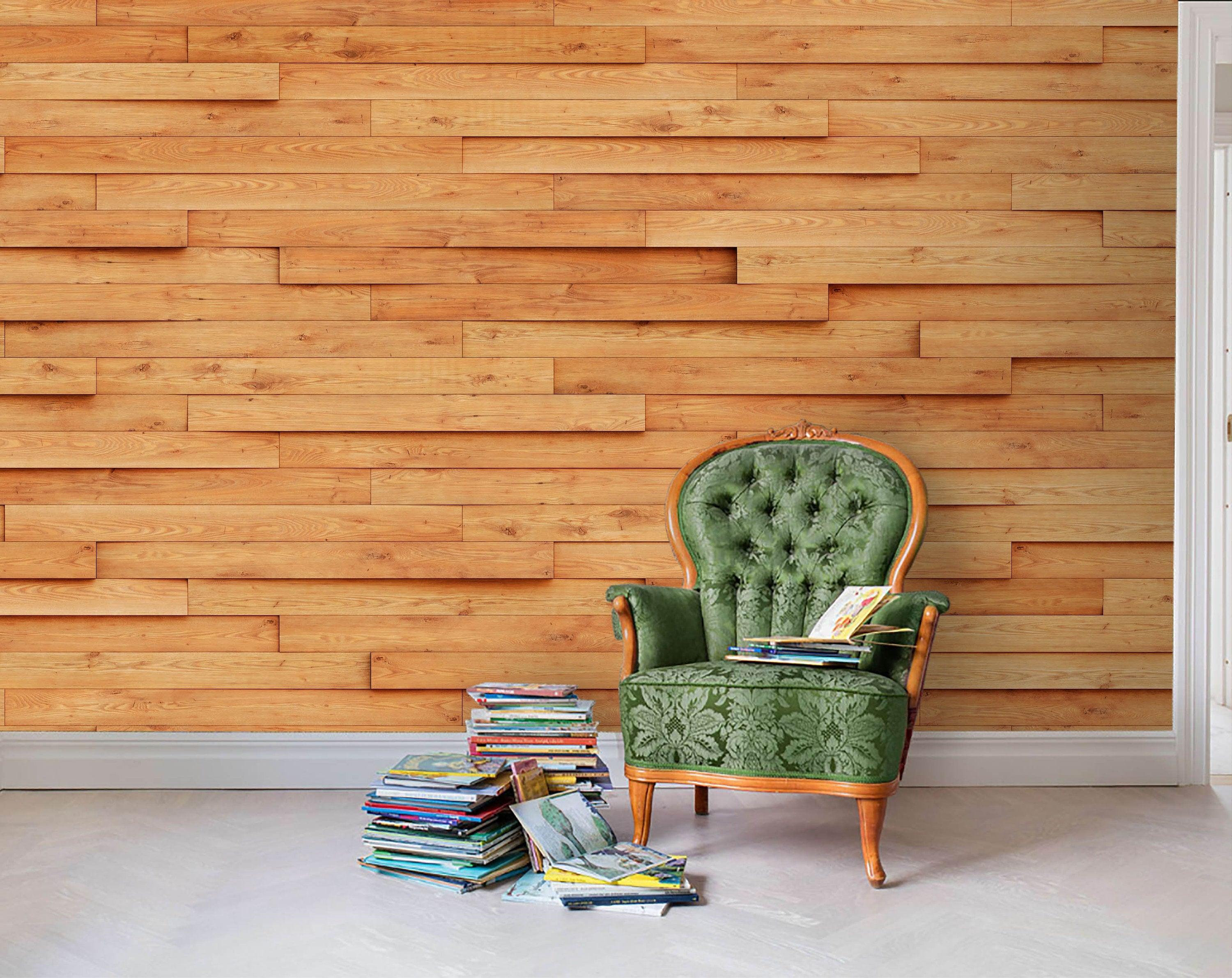 3D Slats, Rectangular shape, Realistic wooden Wallpaper,Removable Self Adhesive Wallpaper,Wall Mural,Vintage art,Peel and Stick- Jess Art Decoration