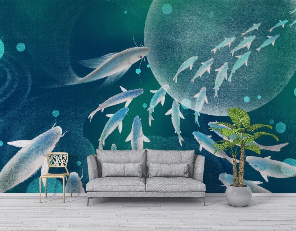 3D Kids, Cartoon, Oceans, Dolphins Wallpaper-Nursery- Jess Art Decoration