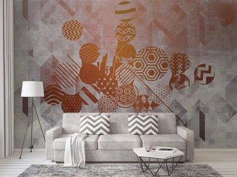 3D Warm colors, Abstract graphics Wallpaper, Removable Self Adhesive Wallpaper,Wall Mural,Vintage art,Peel and Stick- Jess Art Decoration