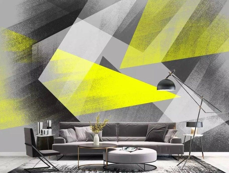3D Yellow, Black, Abstract graphics Wallpaper- Jess Art Decoration