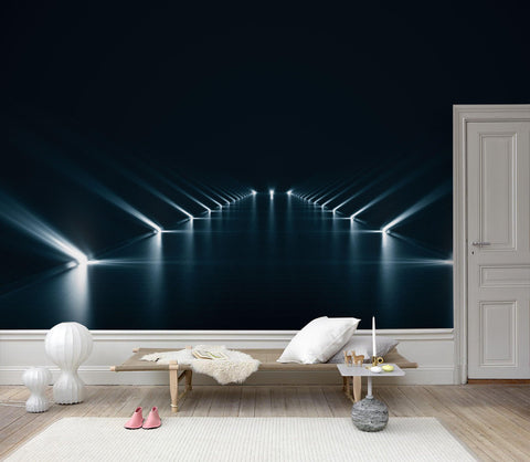 3D Dim space, Beams of light Wallpaper- Jess Art Decoration