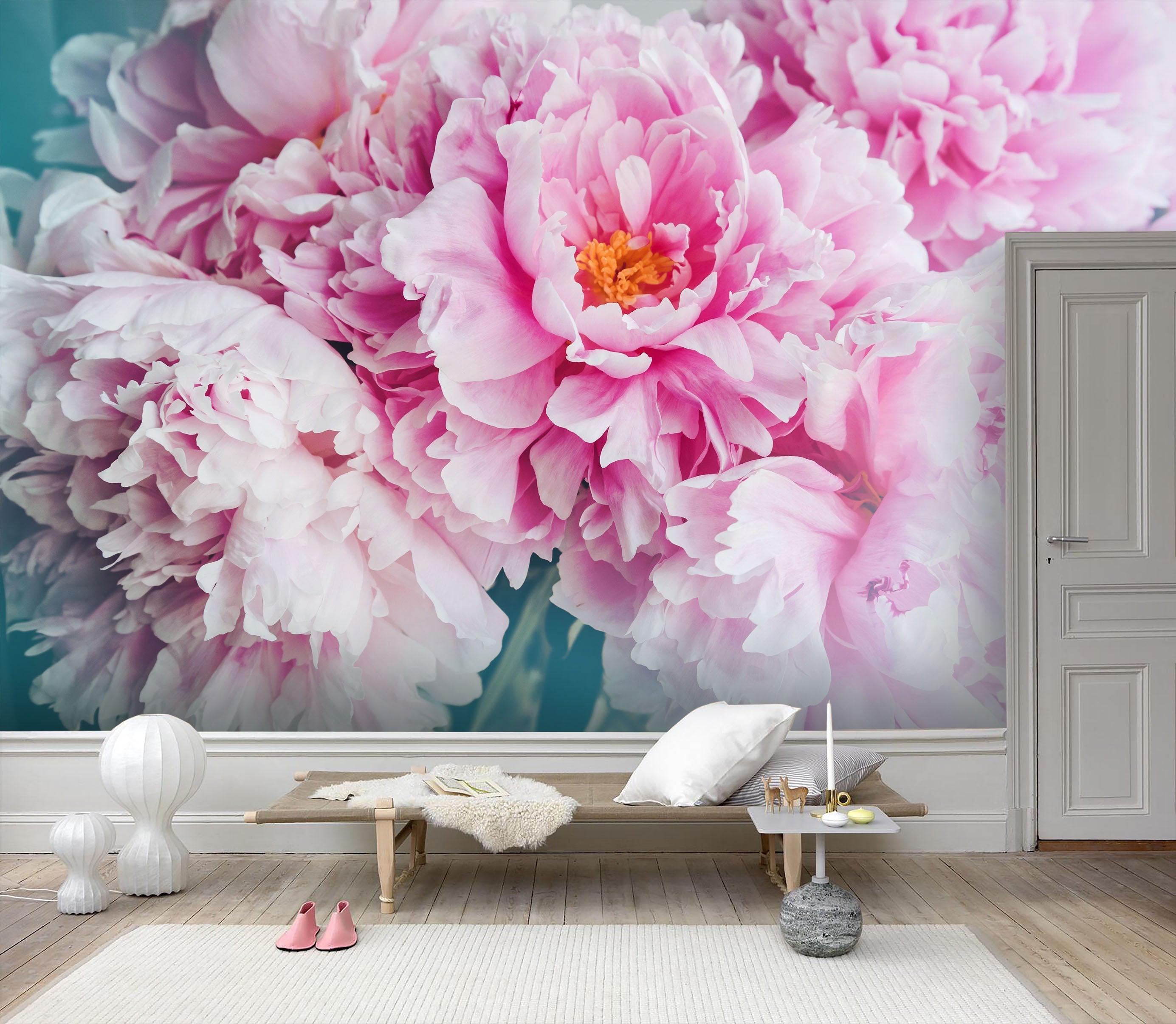 3D Hand-painted, Peony Wallpaper- Jess Art Decoration