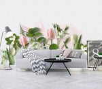 3D Pink tulip, Leaf Wallpaper- Jess Art Decoration