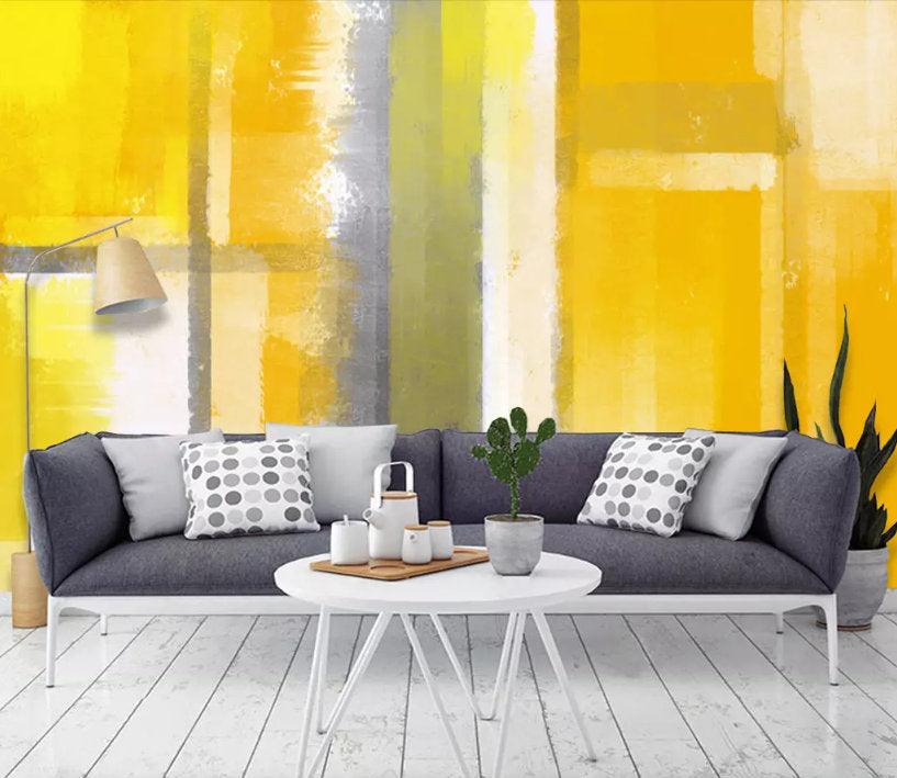 3D Abstract, Yellow painting Wallpaper- Jess Art Decoration
