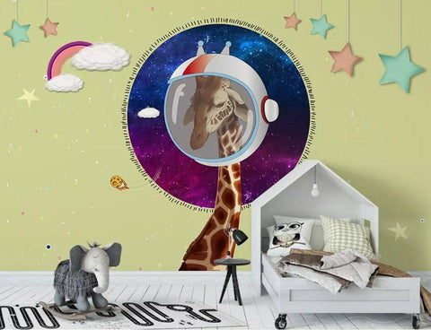 3D Kids,Dream, Space, Giraffe Wallpaper-Nursery- Jess Art Decoration