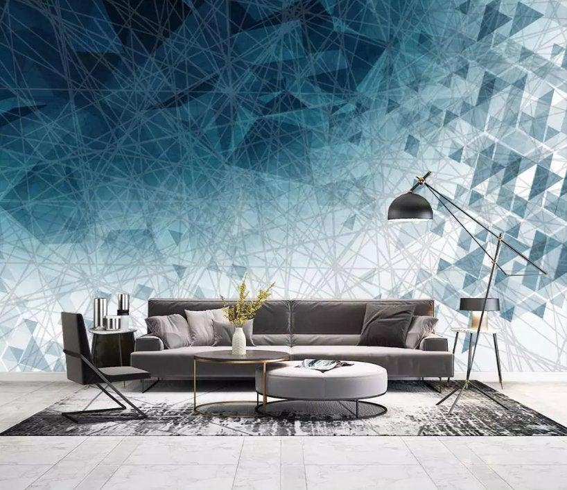 3D Abstract, Blue, Geometric line Wallpaper- Jess Art Decoration